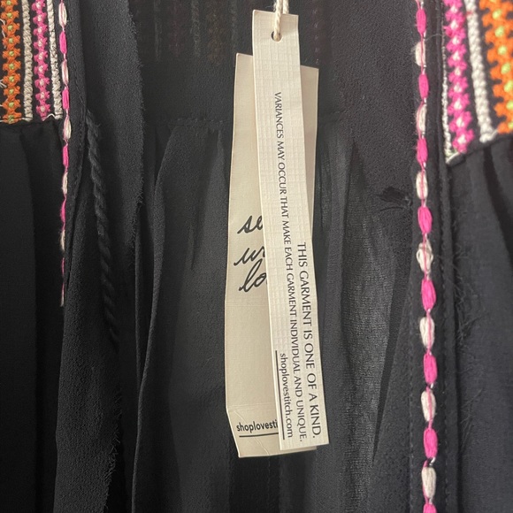 Love Stitch Boho Black Embroidered Kimono NWT S/M - Picture 13 of 15